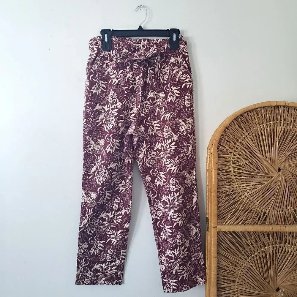 Scotch & Soda Bamboo Beach Trousers Tie Front Red Cream M